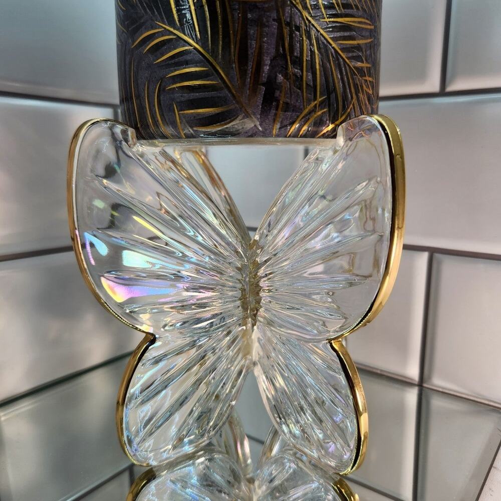 Bath and body works glass butterfly candle holder in the iridescent color